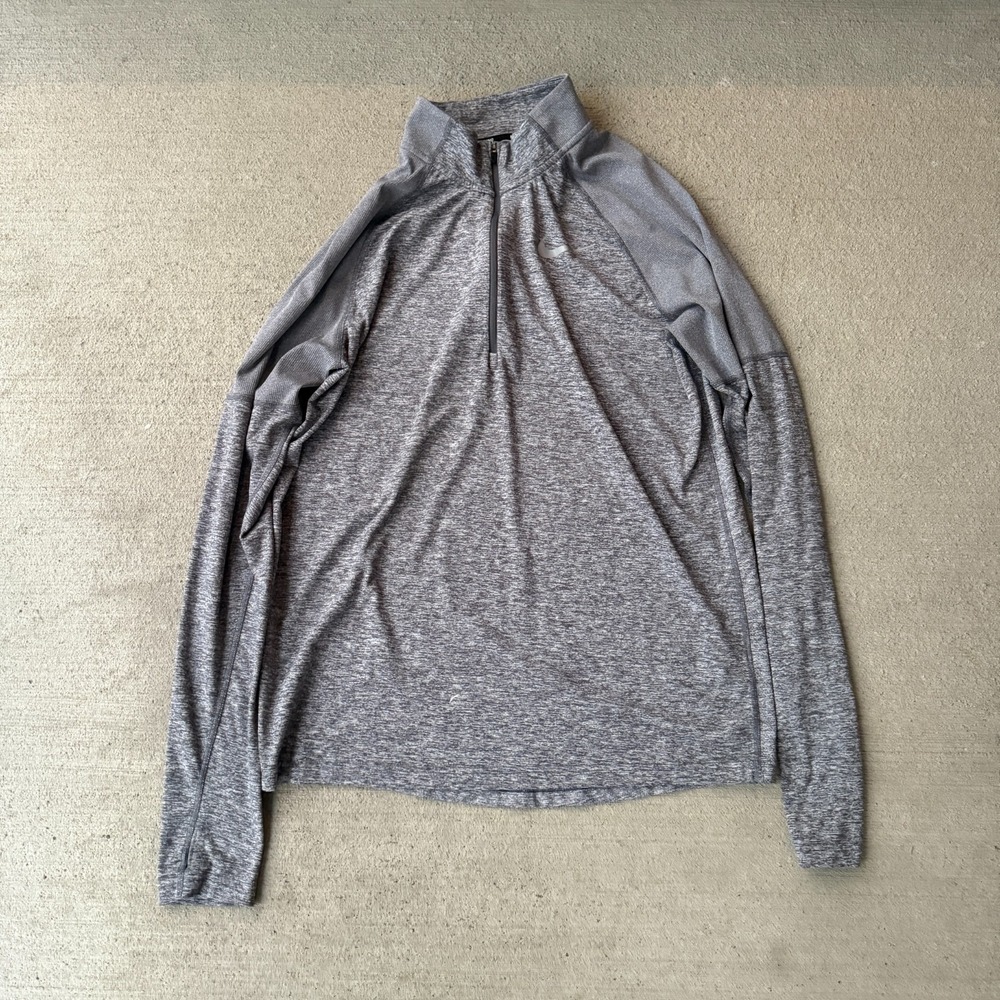 Nike Dri Fit Mens Element 1/2-Zip Top Gray Long Sleeve Performance Sporty Medium